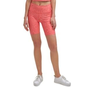 Calvin Klein Print Allover Stretch Ins. 7 Bike Shorts Orange Small